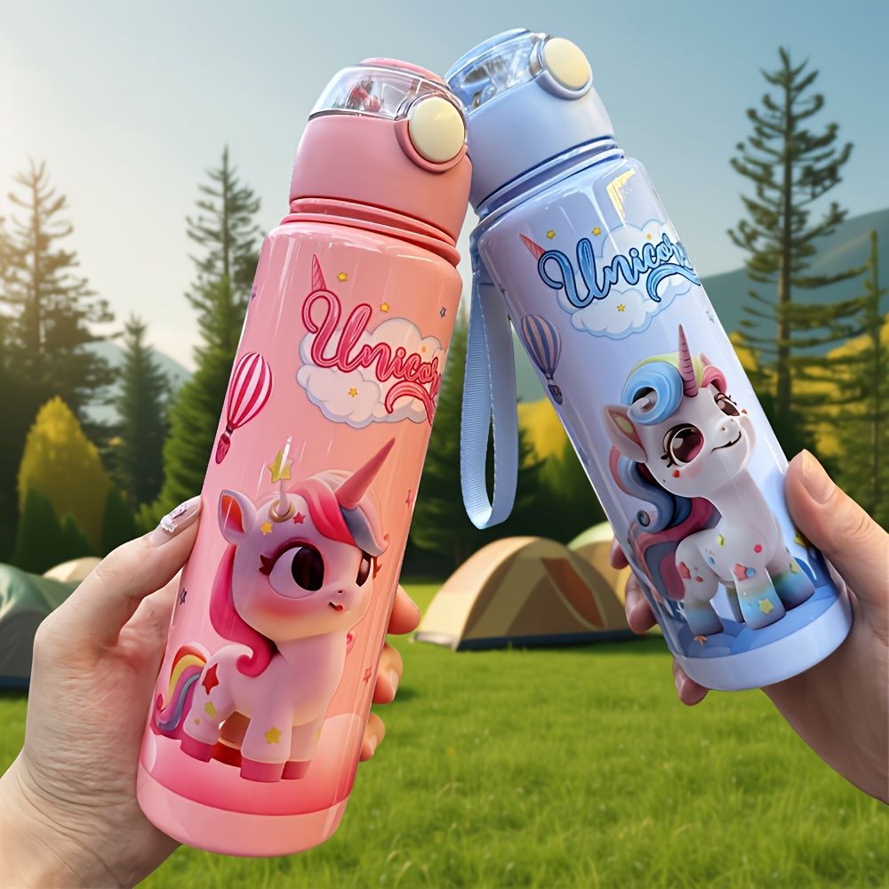 700 ml children's water bottle, unicorn design, with drinking pump