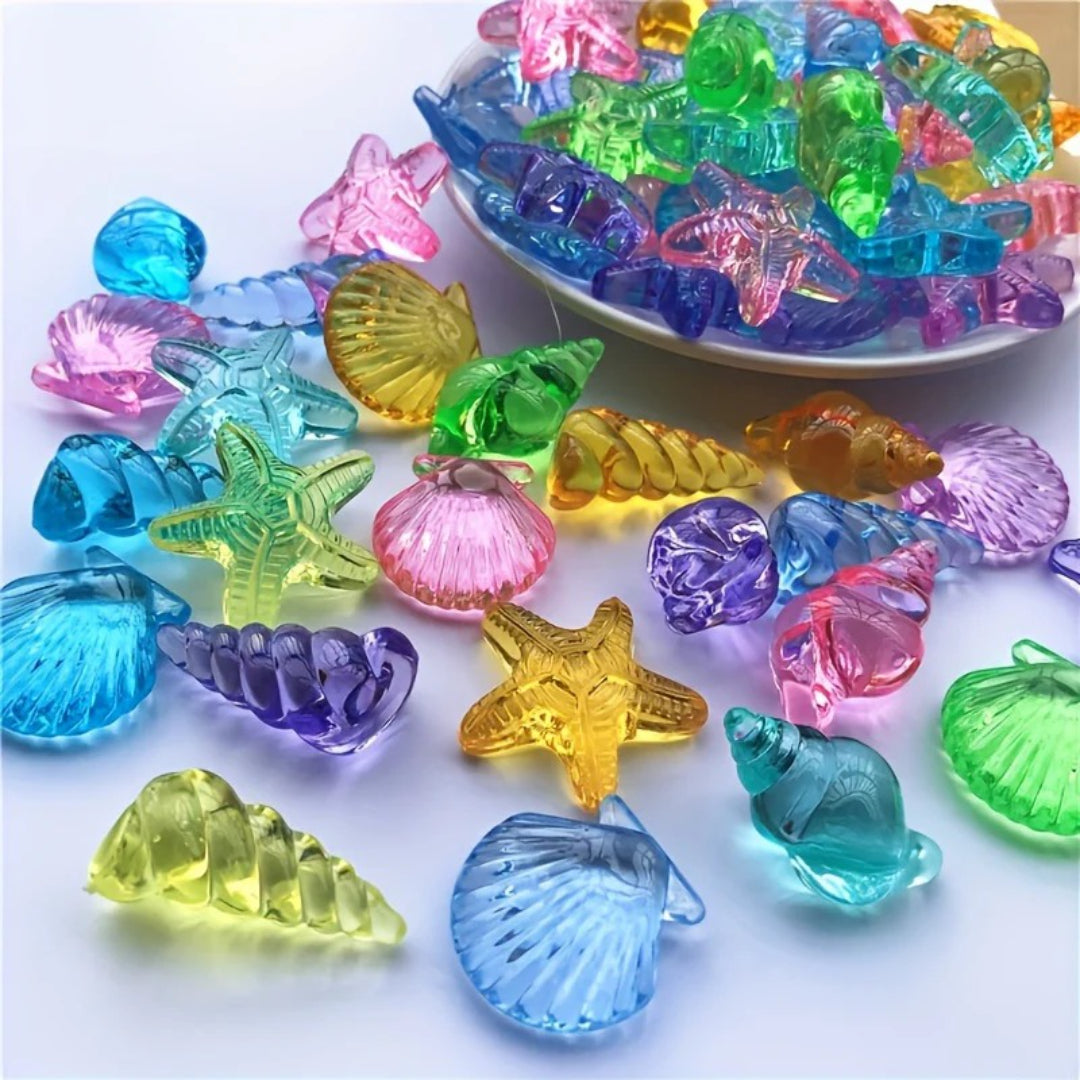 Zestaw klejnotów z motywem zwierząt oceanicznych, 40 szt. akrylowych klejnotów do zabawy w poszukiwanie skarbów
