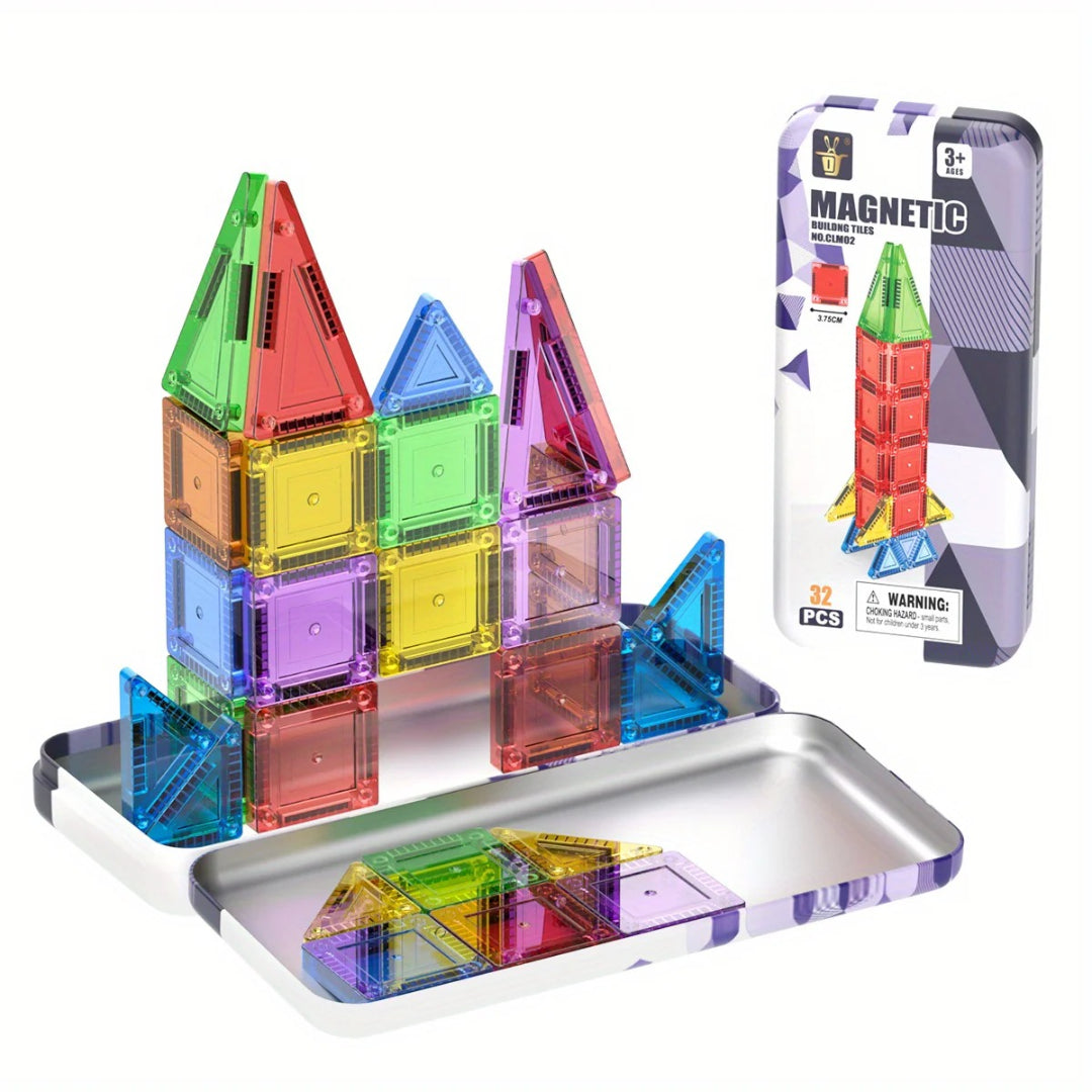 Zestaw magnetycznych klocków konstrukcyjnych, 32 szt. magnetycznych płytek STEM