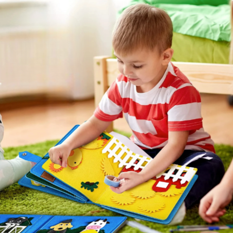 Felt sensory book – farm theme, educational Montessori toy