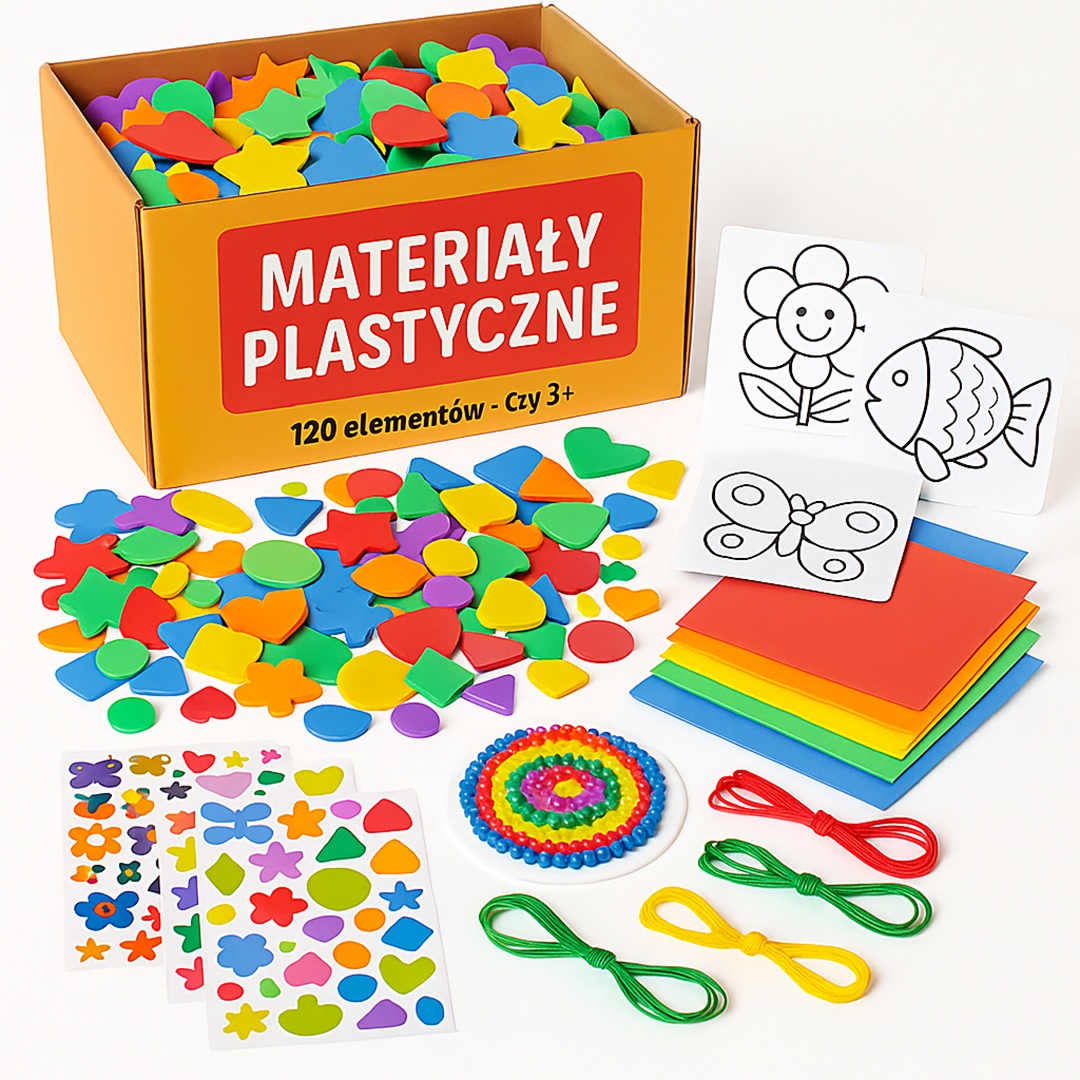 Zestaw Artystyczny – Kreatywne Materiały z Naklejkami, Kolorami i Kształtami