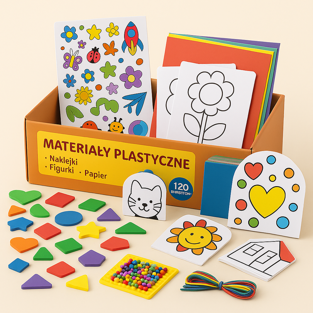 Zestaw Artystyczny – Kreatywne Materiały z Naklejkami, Kolorami i Kształtami