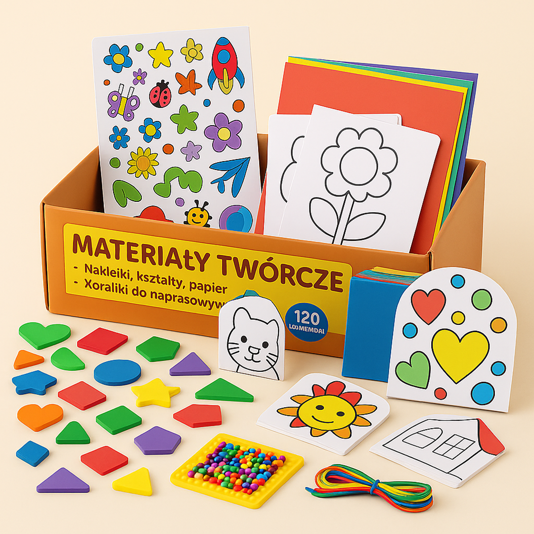 Zestaw Artystyczny – Kreatywne Materiały z Naklejkami, Kolorami i Kształtami