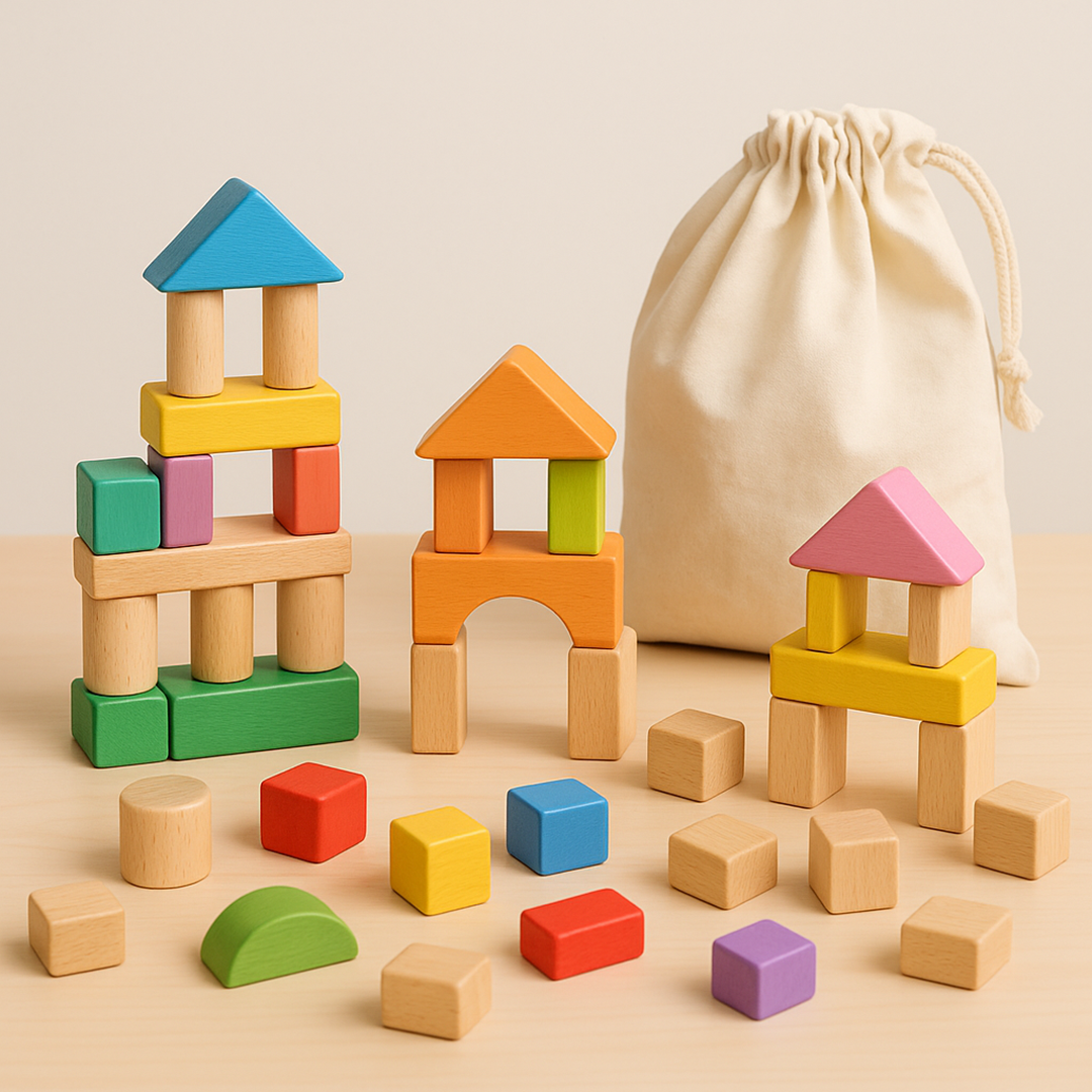 Drewniany Zestaw Klocków – Kreatywne Budowanie dla Dzieci