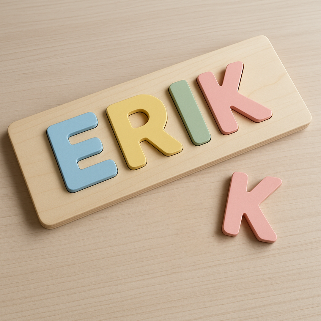 Drewniana Puzzle z Imieniem – Personalizowana Układanka Literowa dla Dzieci