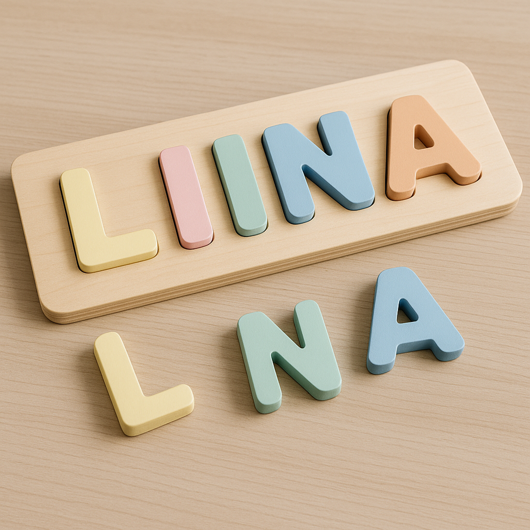 Drewniana Puzzle z Imieniem – Personalizowana Układanka Literowa dla Dzieci