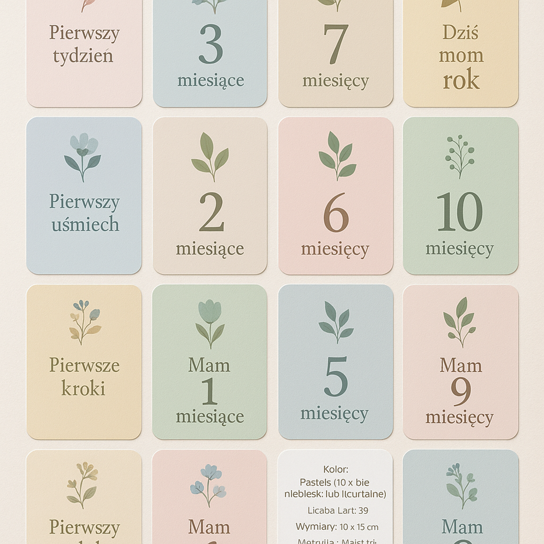 Karty Milestone dla Niemowląt – Zestaw Kart do Uchwycenia Pierwszych Chwil