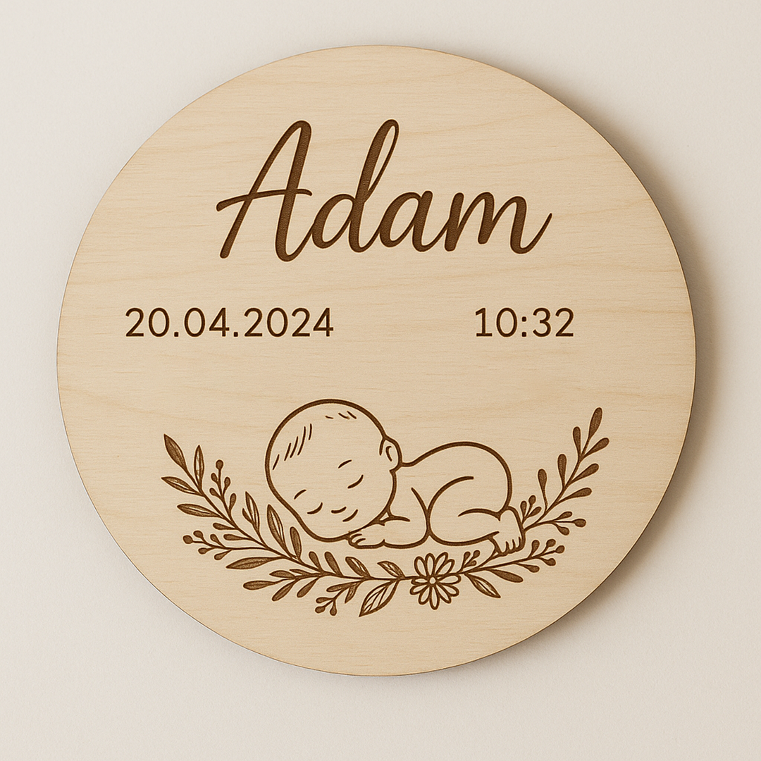 Drewniana Tabliczka z Imieniem Dziecka – Personalizowana Dekoracja do Pokoju Niemowlęcia