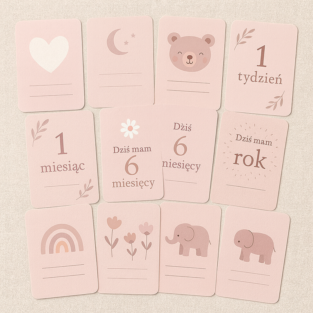 Karty Milestone dla Niemowląt – Zestaw Kart do Uchwycenia Pierwszych Chwil