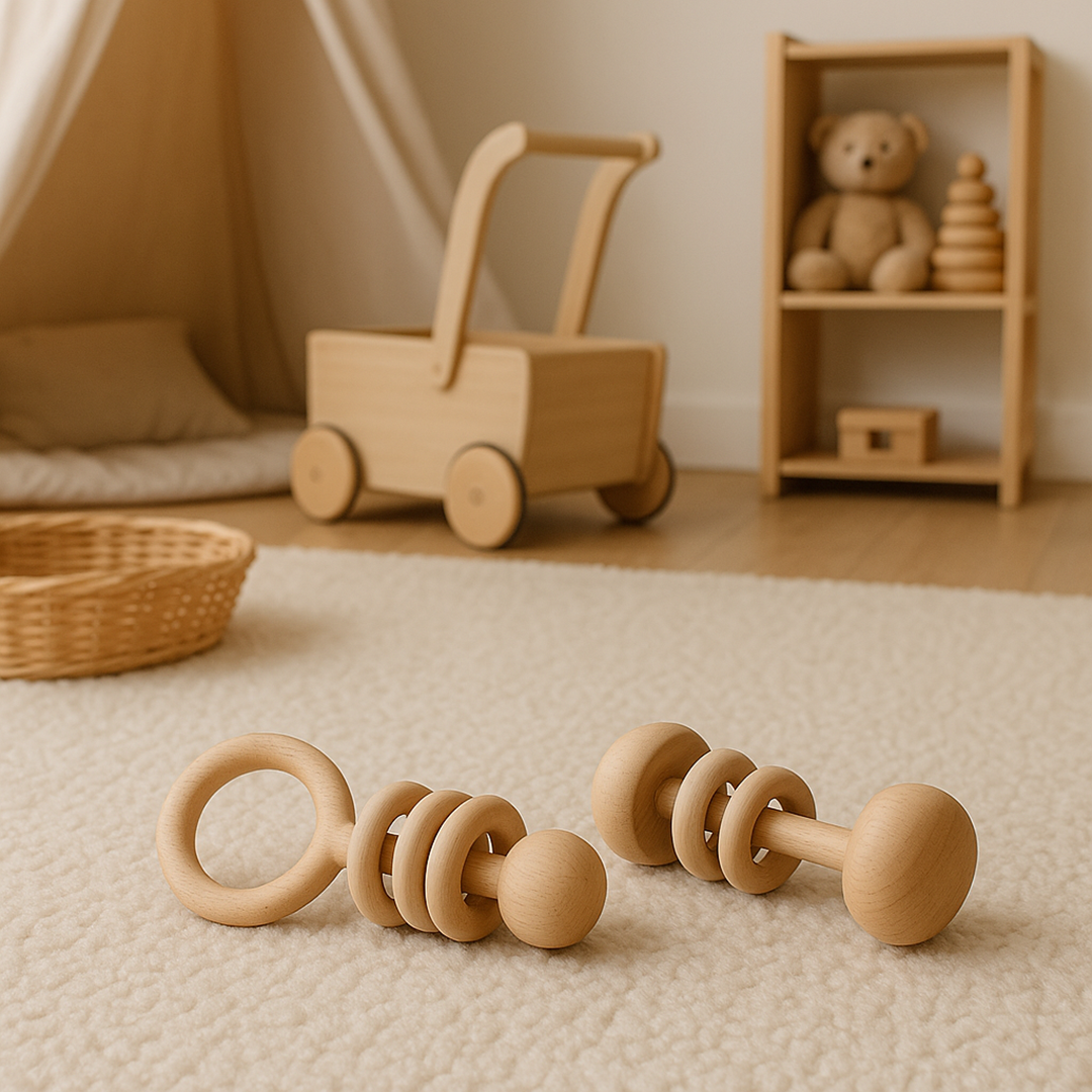 Drewniane grzechotki – zestaw 2 elementów dla dzieci