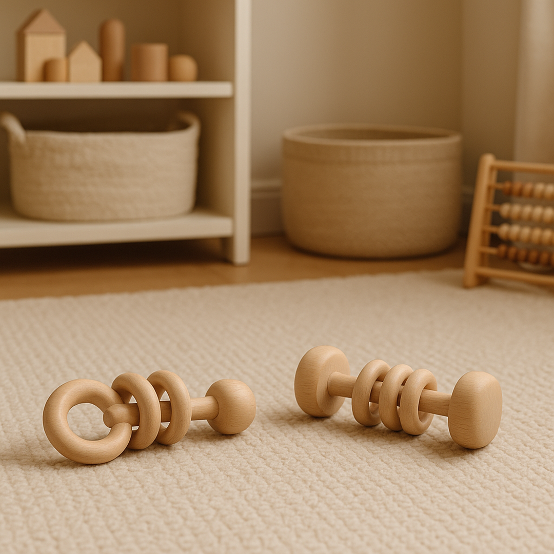 Drewniane grzechotki – zestaw 2 elementów dla dzieci