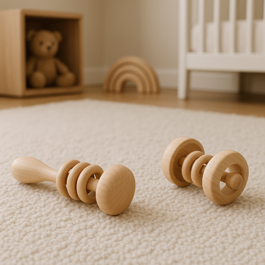 Drewniane grzechotki – zestaw 2 elementów dla dzieci