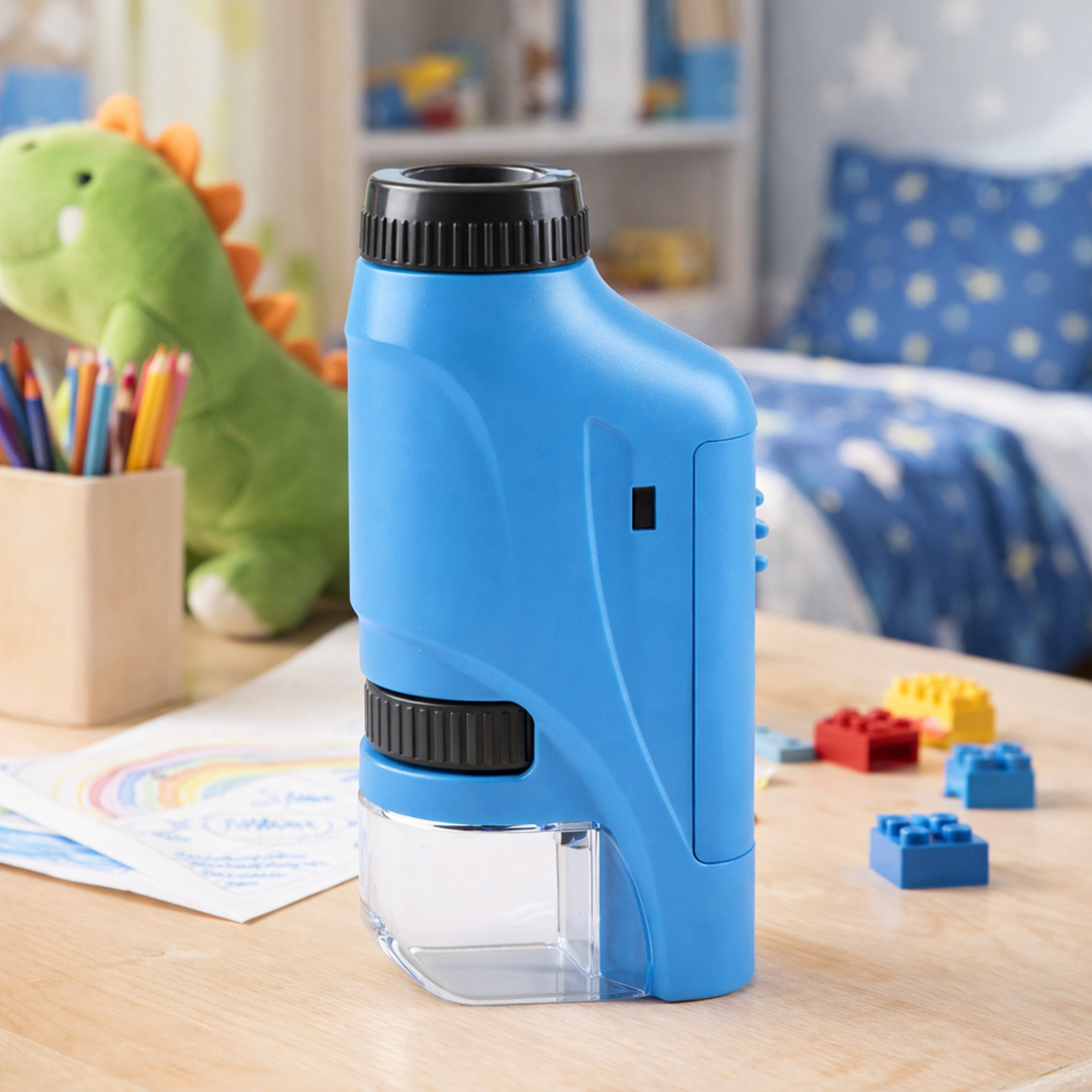 Kieszonkowy mikroskop dla dzieci z LED – Edukacyjne odkrywanie z bliska