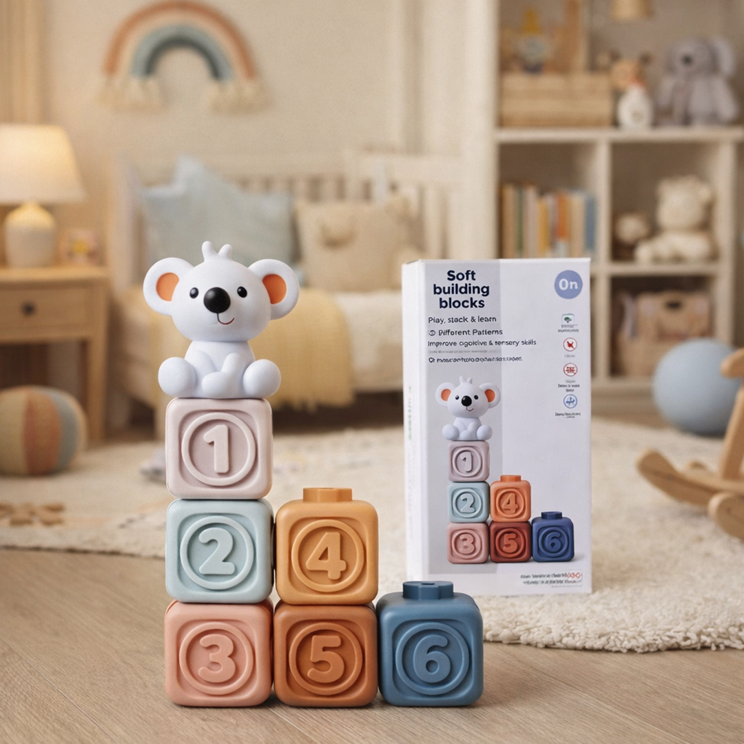 Bezpieczne dla zębów klocki do układania – Gryzak dla niemowląt