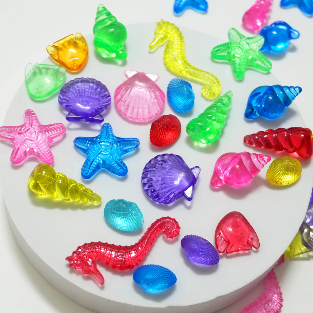 Zestaw klejnotów z motywem zwierząt oceanicznych, 40 szt. akrylowych klejnotów do zabawy w poszukiwanie skarbów
