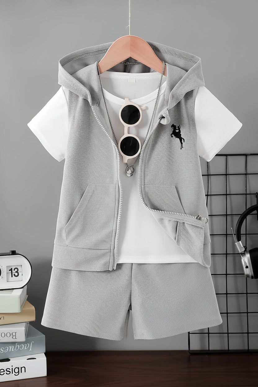 Komplet dwuczęściowy dla chłopca 92-128, T-shirt i szorty, letni zestaw
