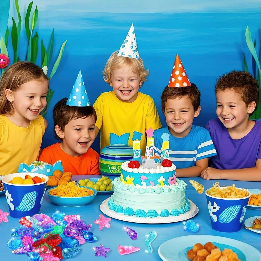 Zestaw klejnotów z motywem zwierząt oceanicznych, 40 szt. akrylowych klejnotów do zabawy w poszukiwanie skarbów