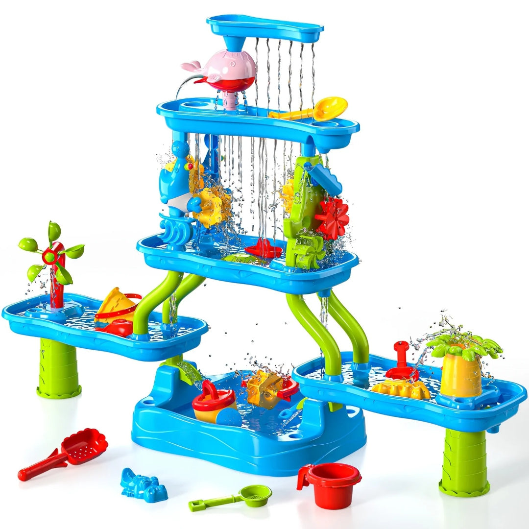 Stół do zabawy piaskiem i wodą, 4-poziomowy stół do aktywności na świeżym powietrzu