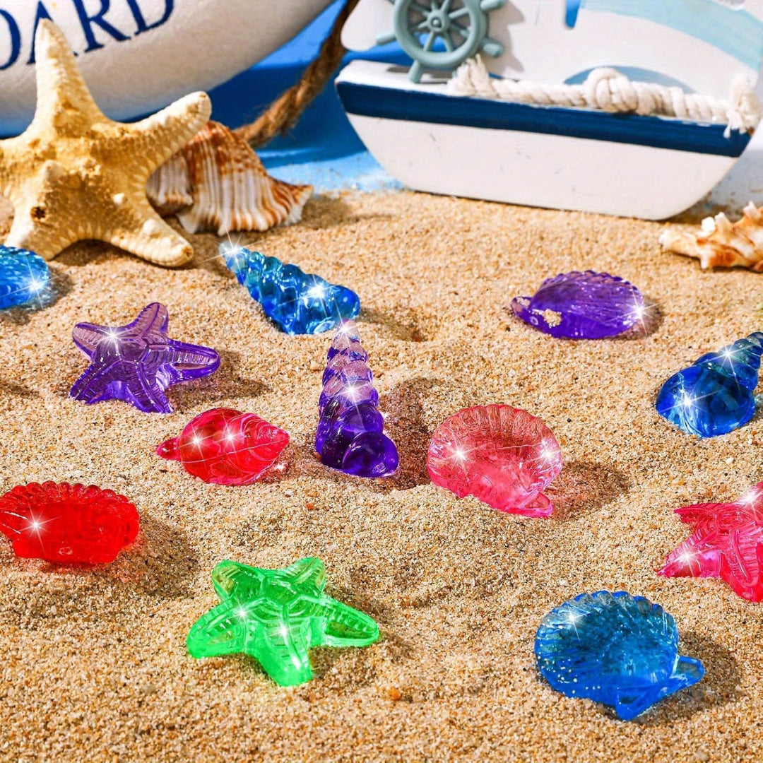 Zestaw klejnotów z motywem zwierząt oceanicznych, 40 szt. akrylowych klejnotów do zabawy w poszukiwanie skarbów