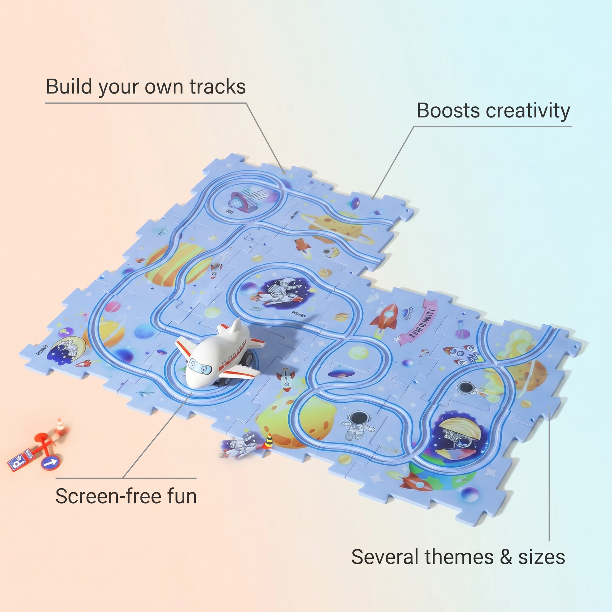 Circuit de course pour enfants – ensemble flexible avec petite voiture