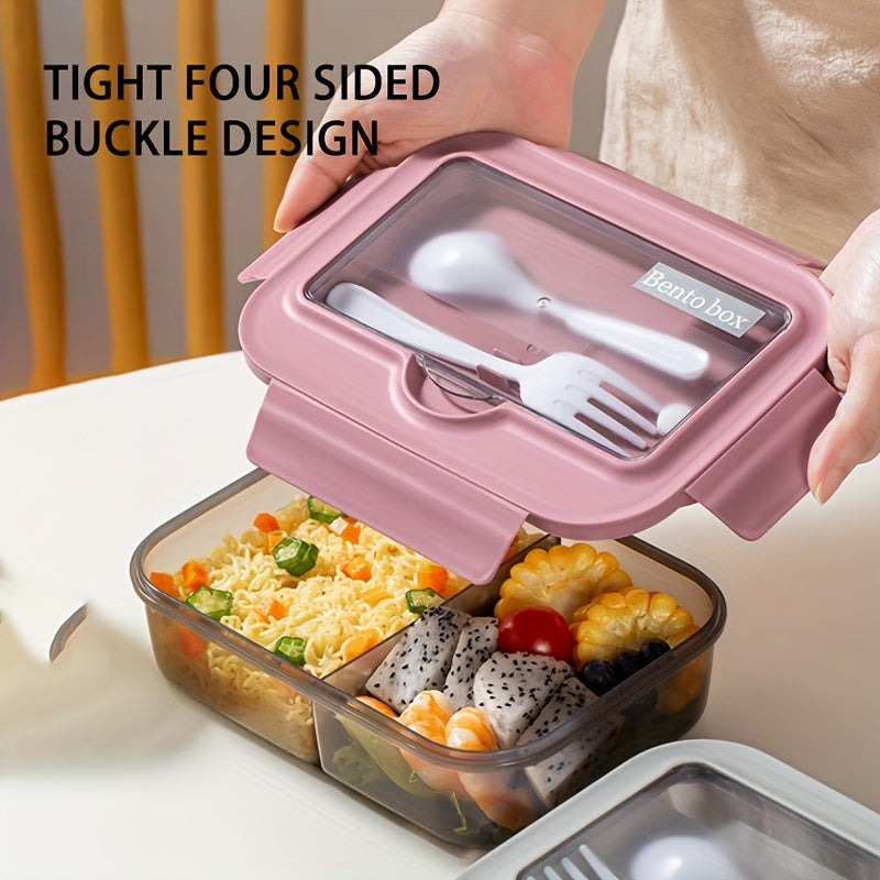 Lunchbox for children with a leak-proof lid and double spoon, microwave safe