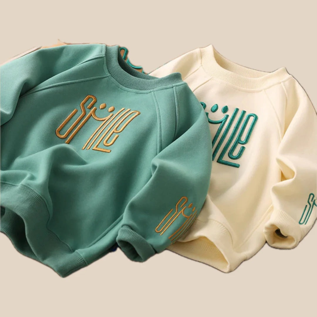 Sweter dziecięcy z nadrukiem, uniseks z motywem uśmiechu