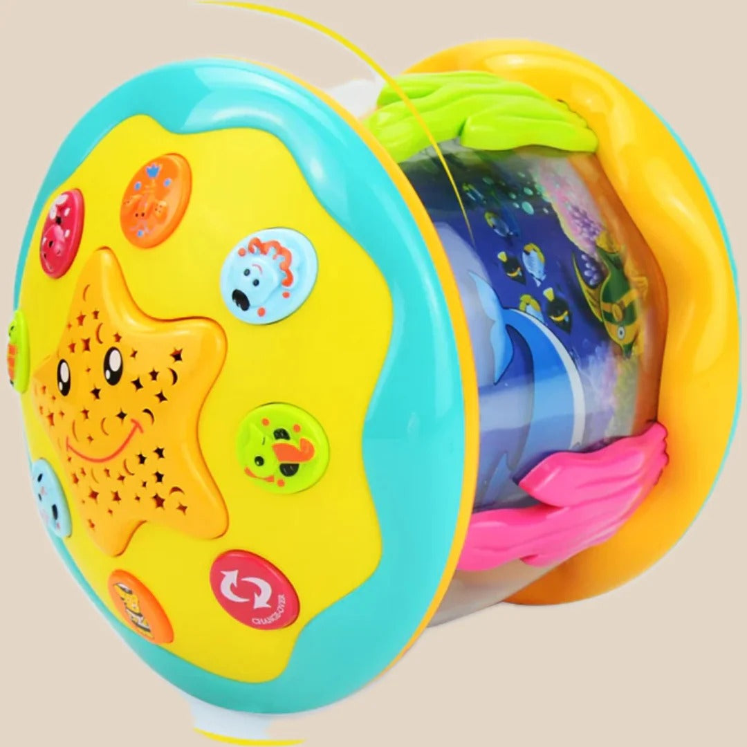 Projektor do leżenia na brzuszku Montessori, ocean z muzyką