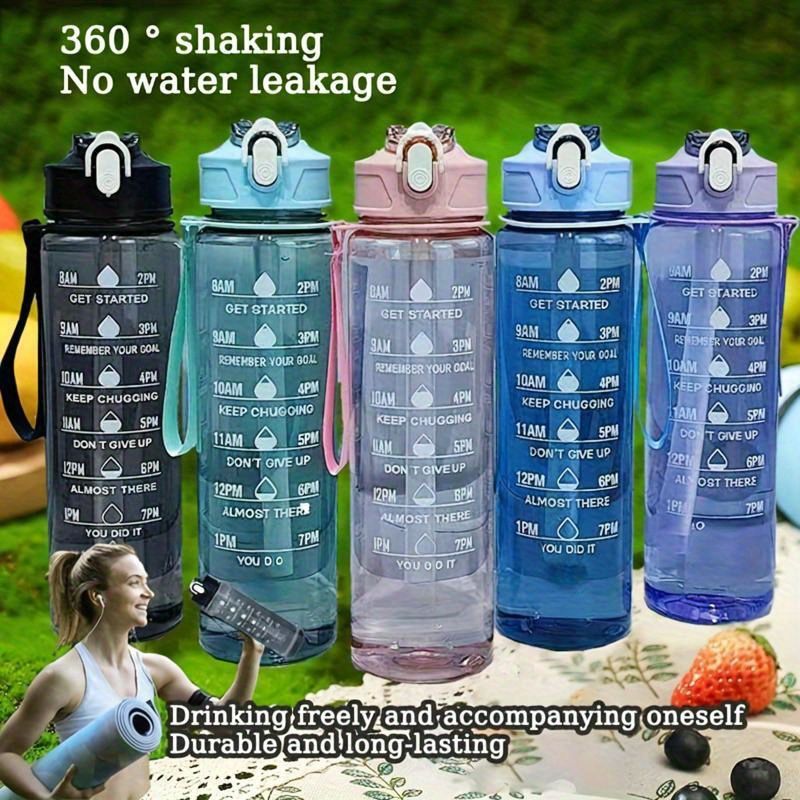 Colorful 800 ml water bottle for kids, with drinking time markers, for school use.