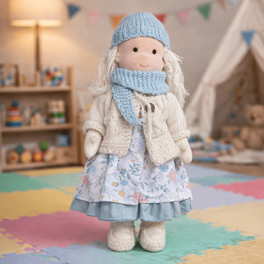 Ręcznie Robiona Laleczka Waldorfska Z Bawełny – Miękka Laleczka Do Zabawy