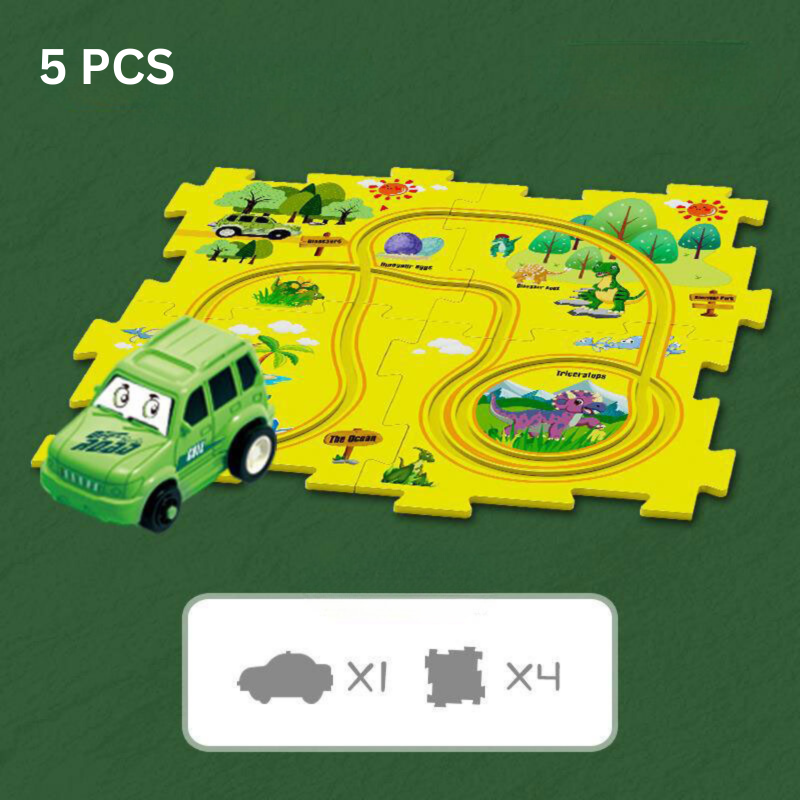 Circuit de course pour enfants – ensemble flexible avec petite voiture
