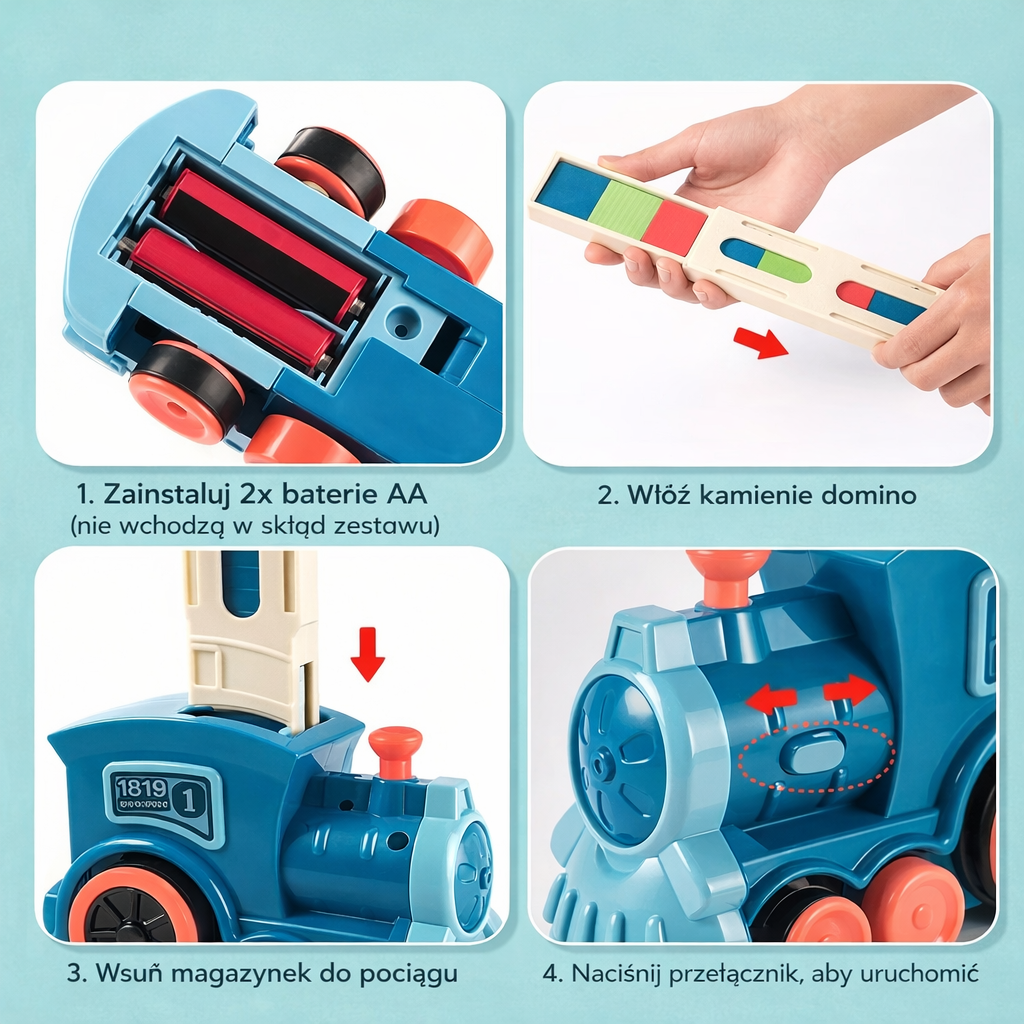 Pociąg Domino dla Dzieci – Automatyczna Gra Domino