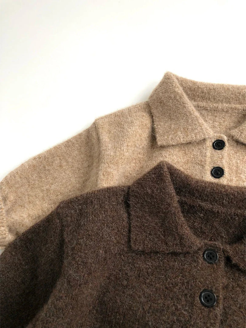 Sweter polo dla dzieci, uniseks z zapięciem na guziki