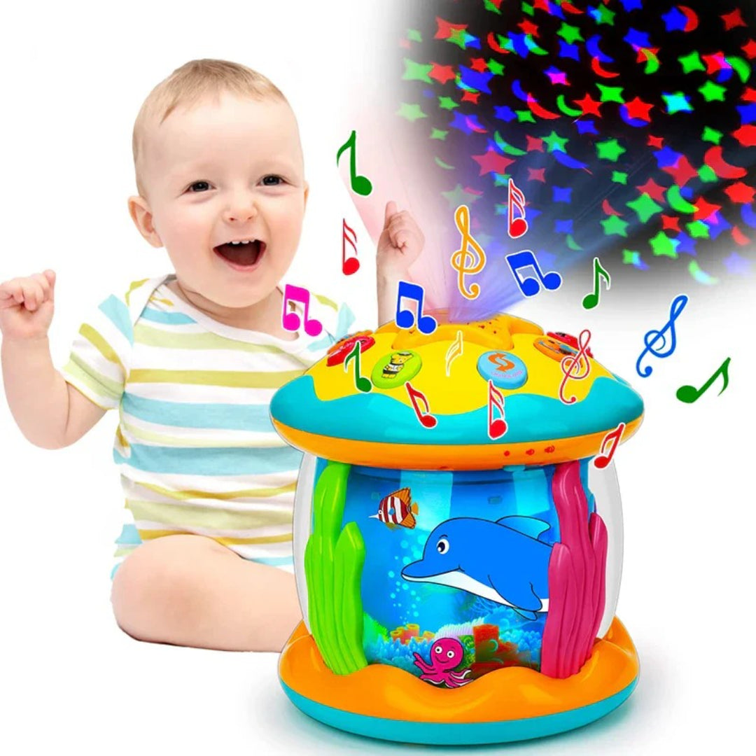 Projektor do leżenia na brzuszku Montessori, ocean z muzyką