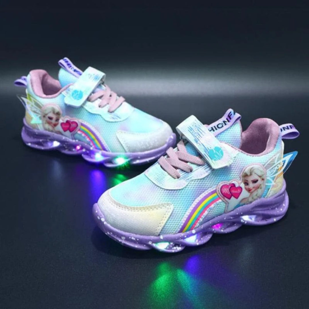 Buty świecące z nadrukiem księżniczki, trampki LED dla dzieci