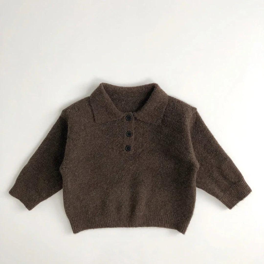 Sweter polo dla dzieci, uniseks z zapięciem na guziki
