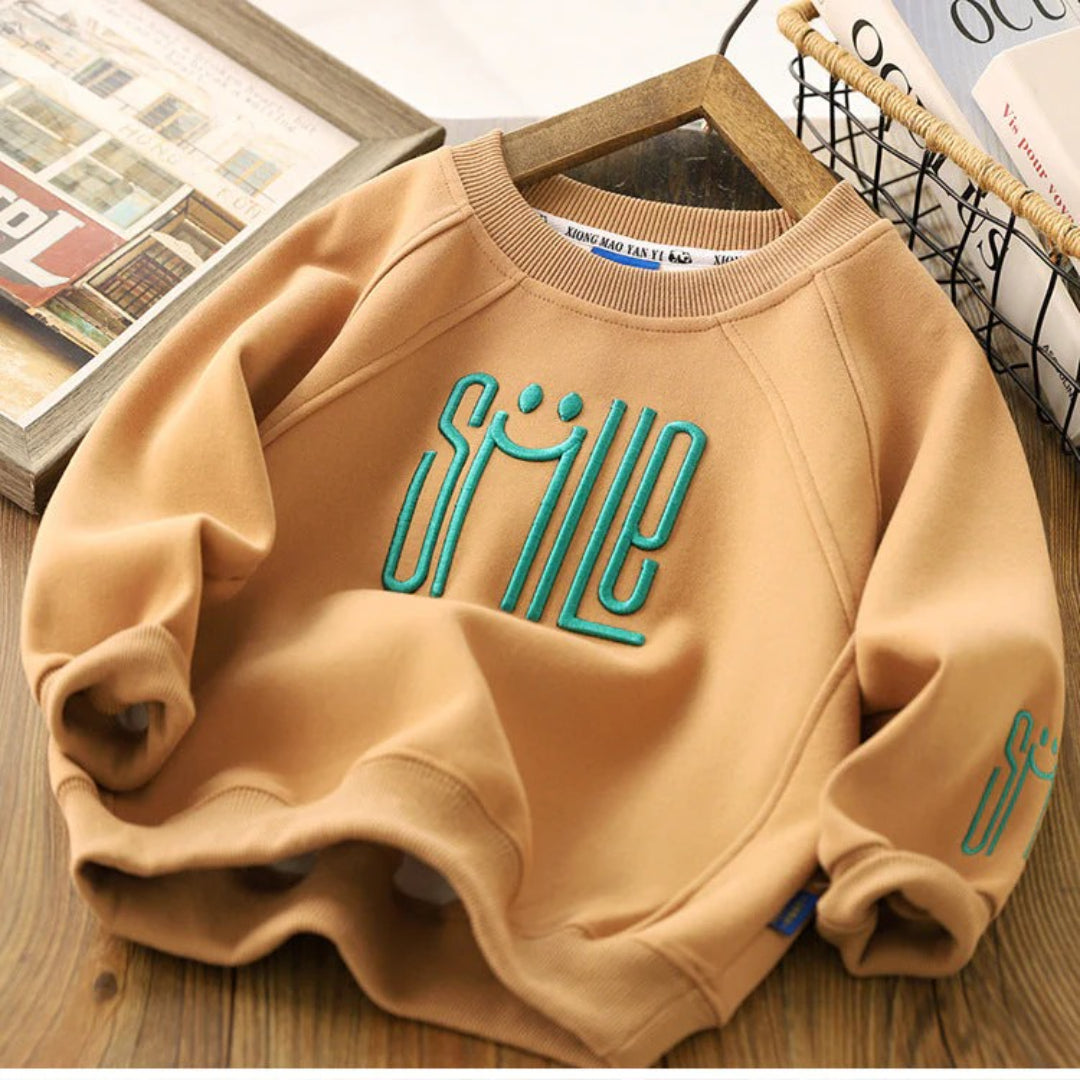 Sweter dziecięcy z nadrukiem, uniseks z motywem uśmiechu