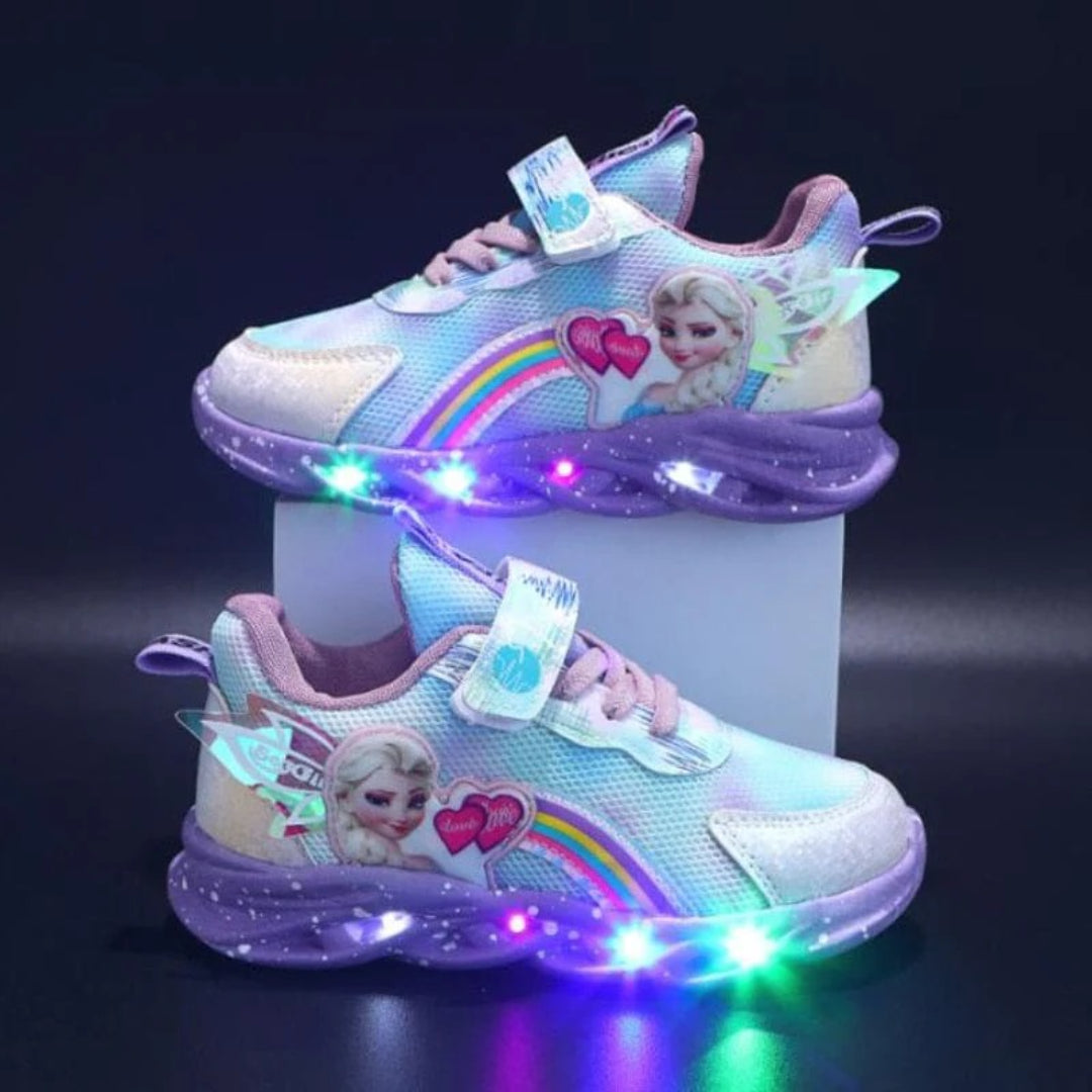Buty świecące z nadrukiem księżniczki, trampki LED dla dzieci