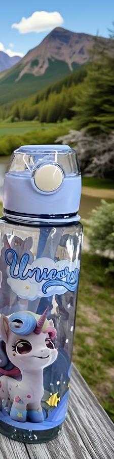700 ml children's water bottle, unicorn design, with drinking pump