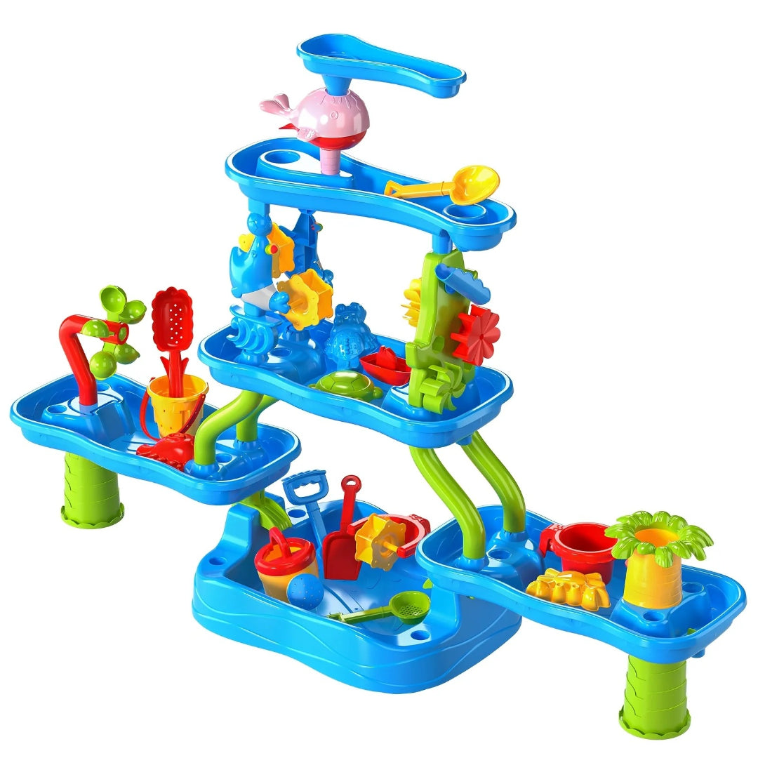 Stół do zabawy piaskiem i wodą, 4-poziomowy stół do aktywności na świeżym powietrzu
