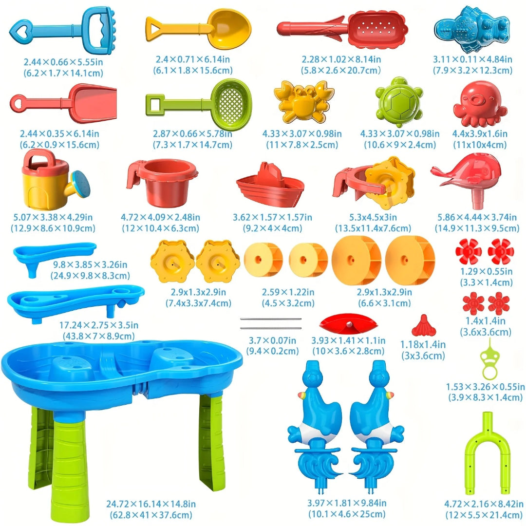 Stół do zabawy piaskiem i wodą, 3-poziomowy sensoryczny stół do zabawy na świeżym powietrzu