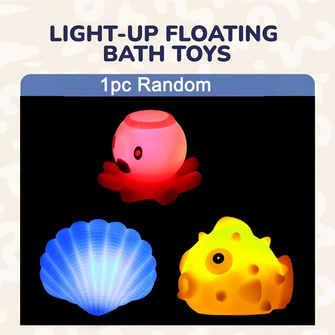 Świecący zestaw zabawek do kąpieli, brokatowe pływające zwierzęta oceaniczne