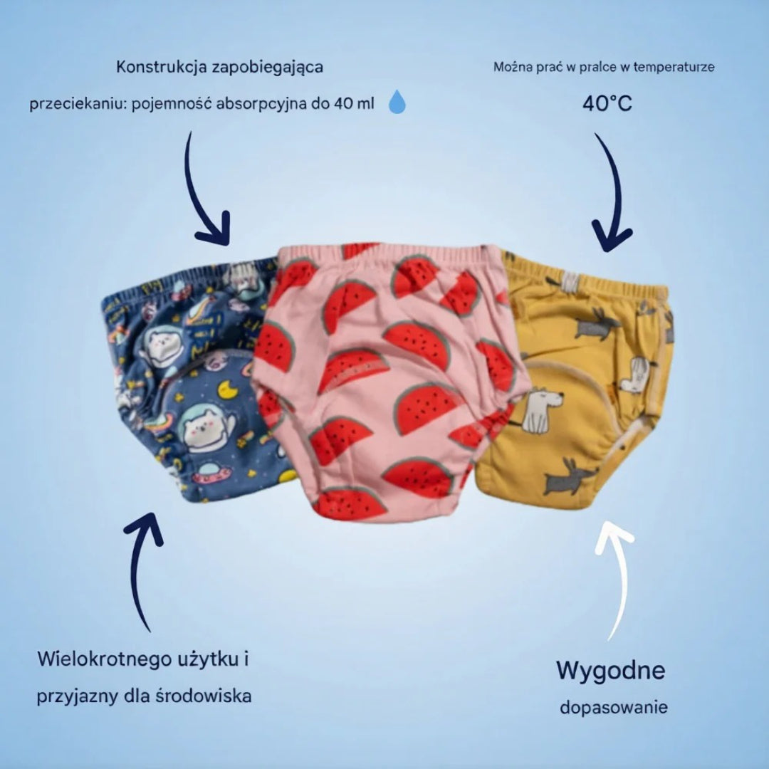 Majtki treningowe do nauki korzystania z nocnika, Wielorazowa bielizna treningowa