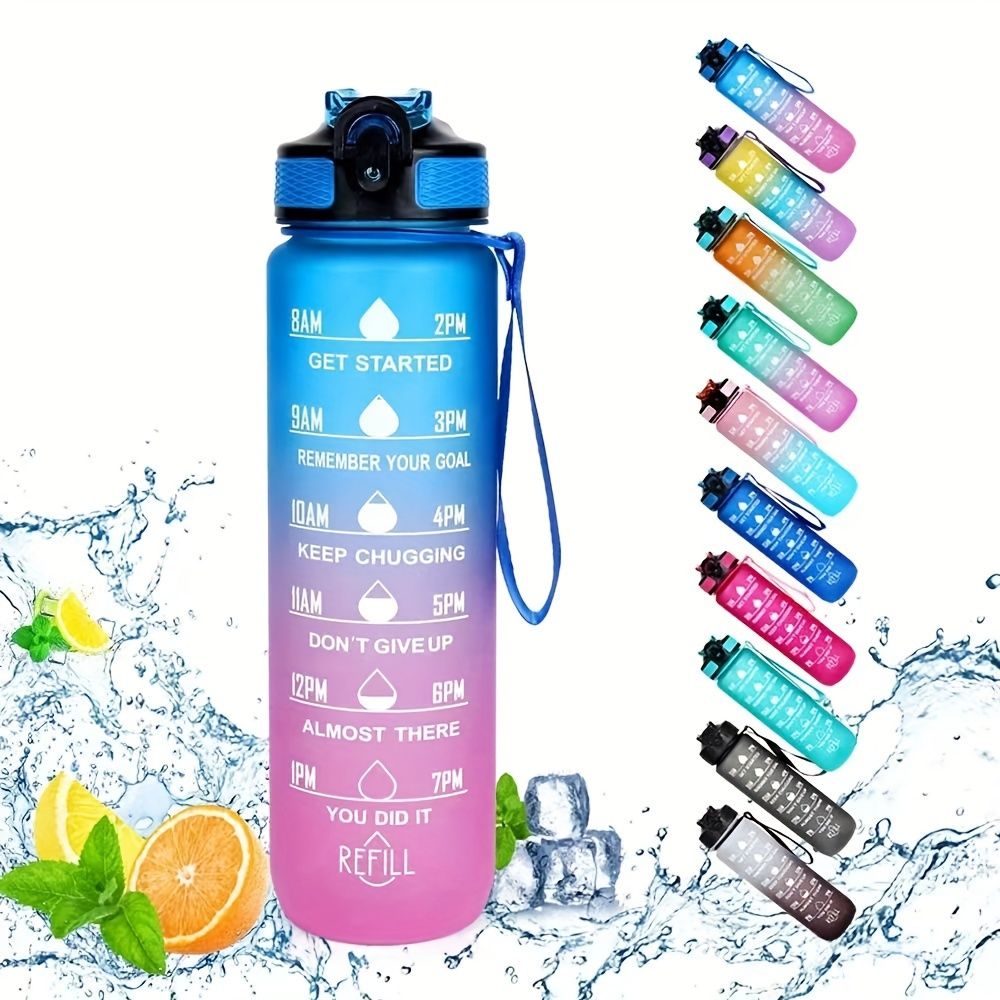 Ombre-colored sports bottle for kids, perfect for school and trips