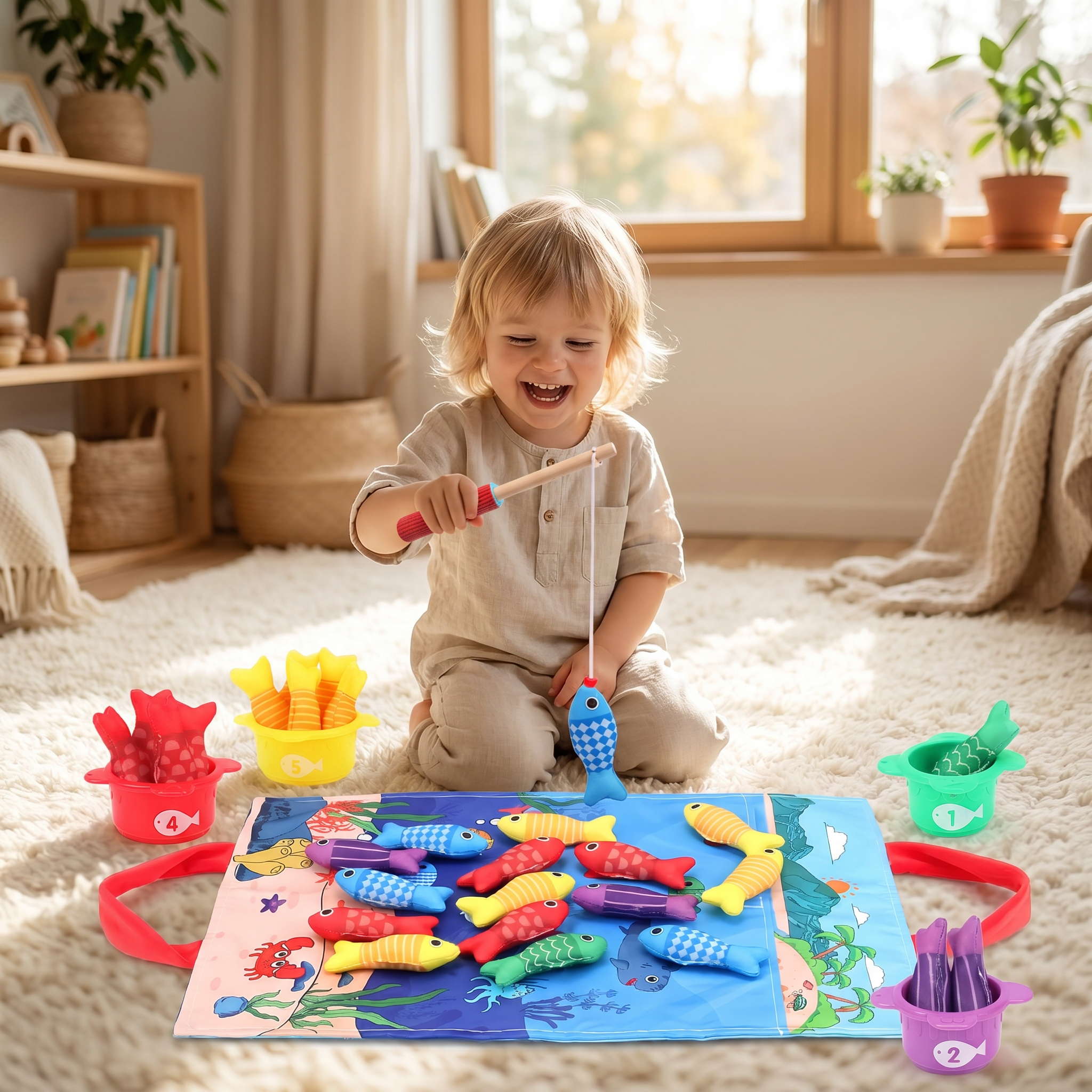 Zestaw do łowienia rybek Montessori – zabawka dla dzieci
