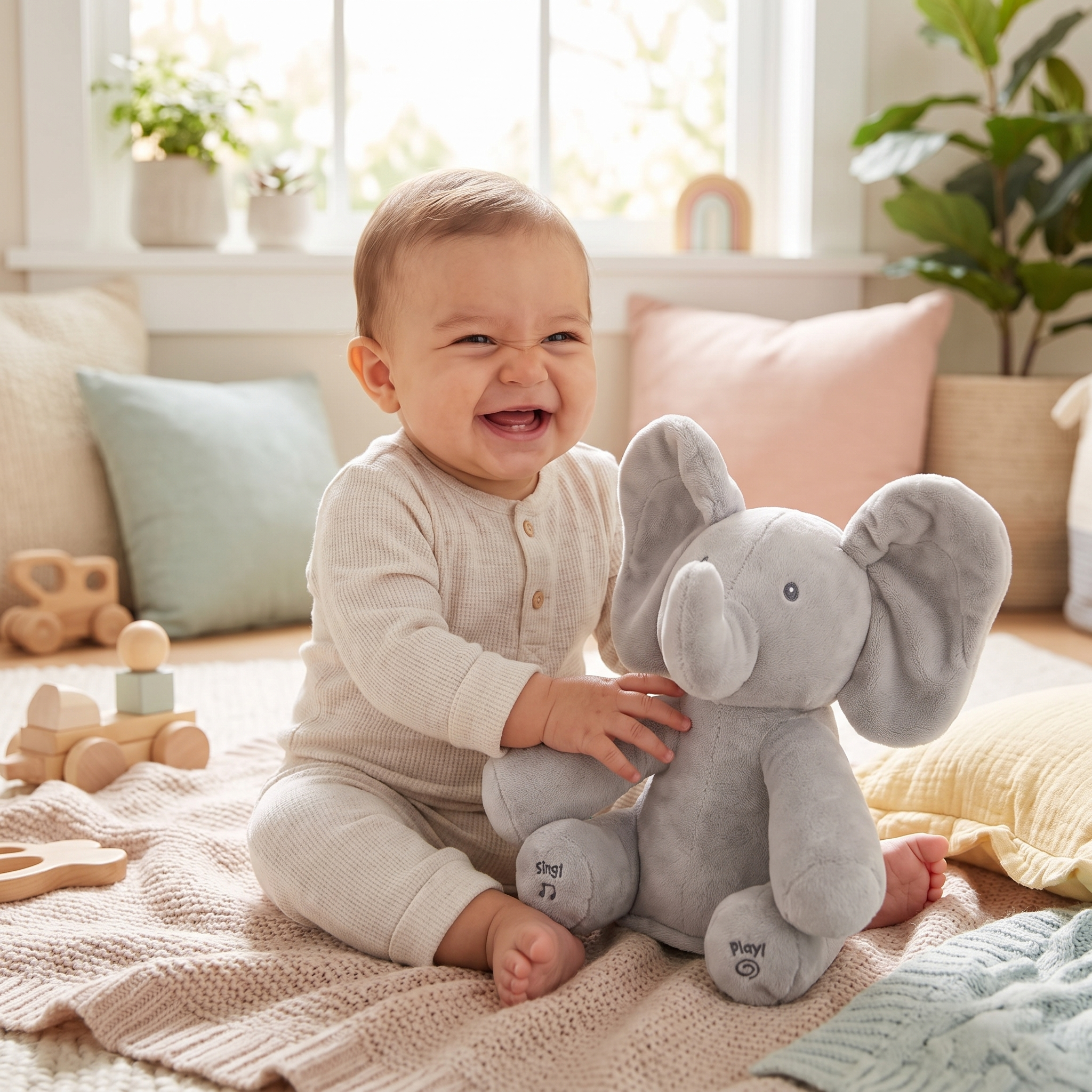 Éléphant en peluche interactif – jouant de la musique et chantant pour enfants