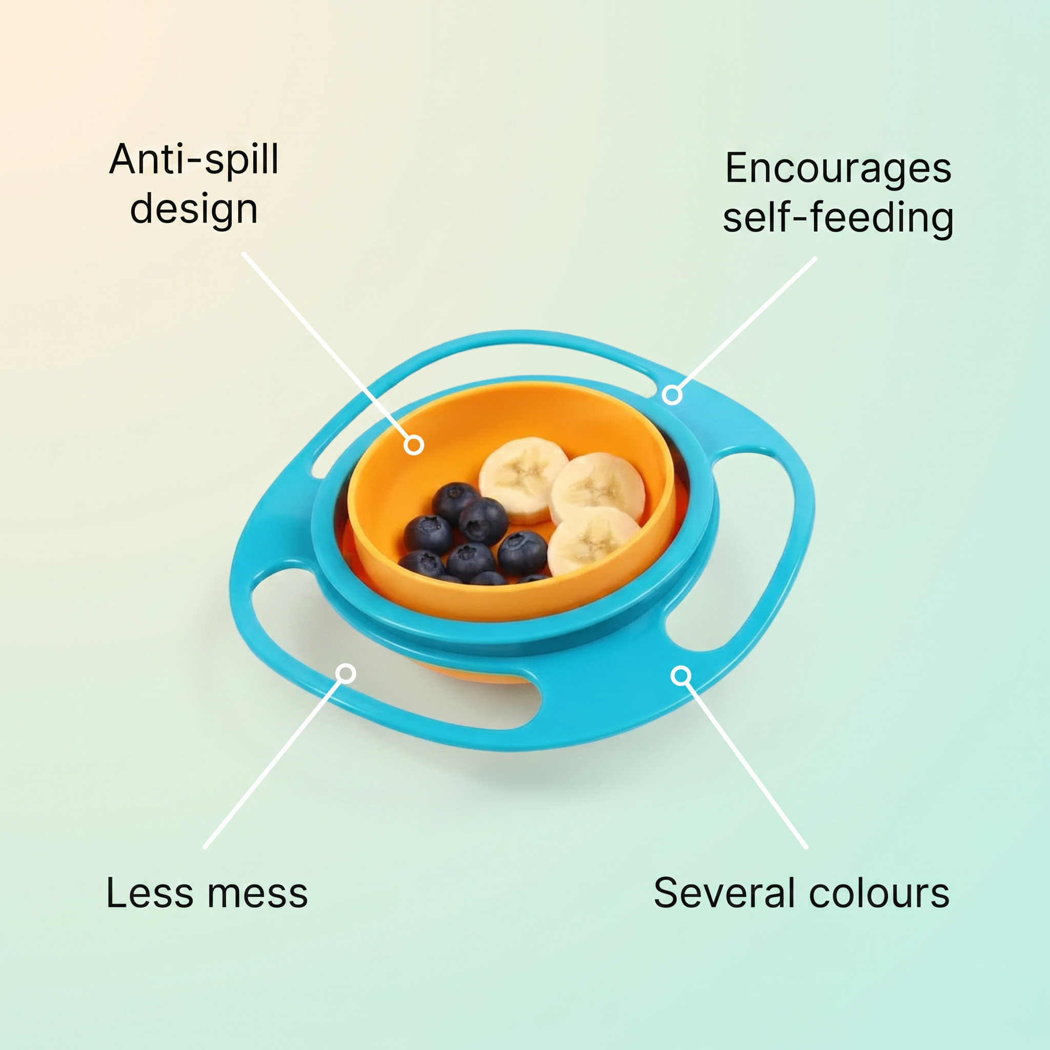 Bol pour enfants 360° – anti-renversement, pour apprendre à manger seul