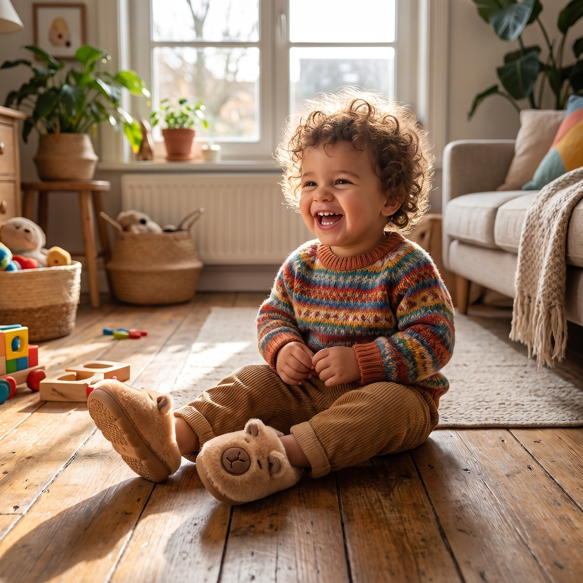 Winter shoes for children – soft, with a cute animal motif