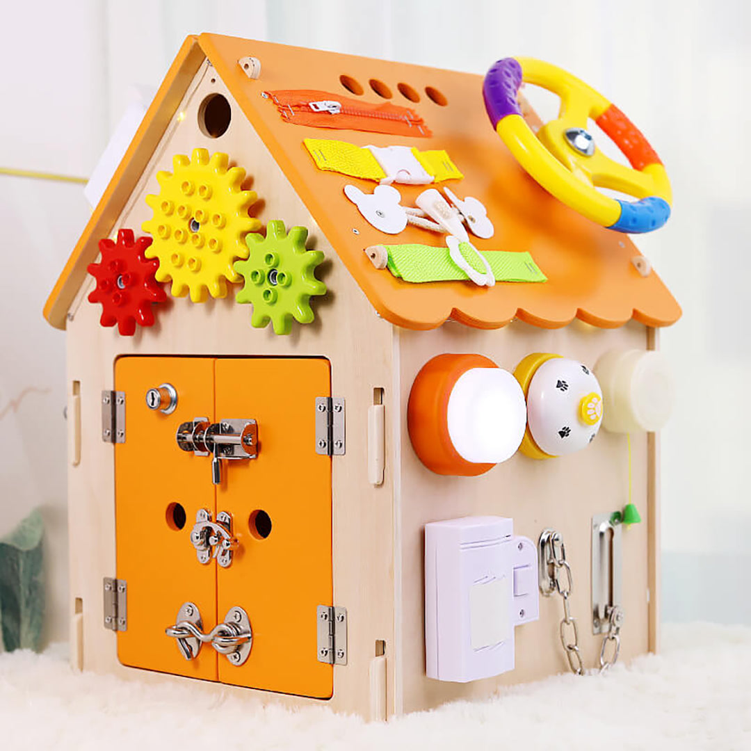 Wooden Educational House for Kids – Activity Elements