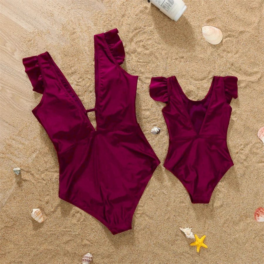 Dopasowany zestaw kostiumów kąpielowych mama i dziecko, bikini dla dziewczynki