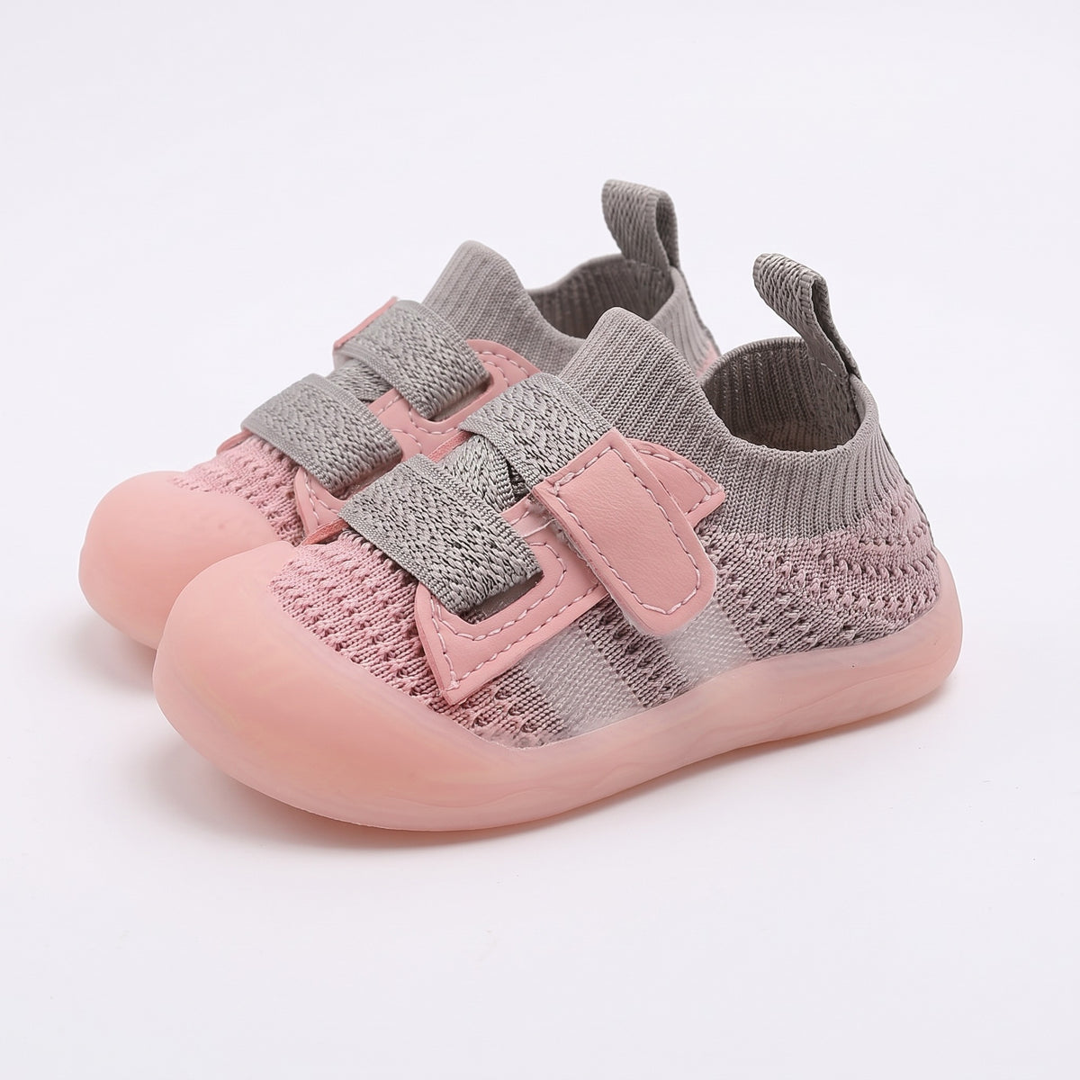 Buty do pierwszych kroków z dwuwarstwowej siateczki, różowy